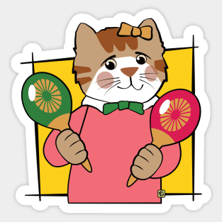 Music Maracas Girl Cat Sticker